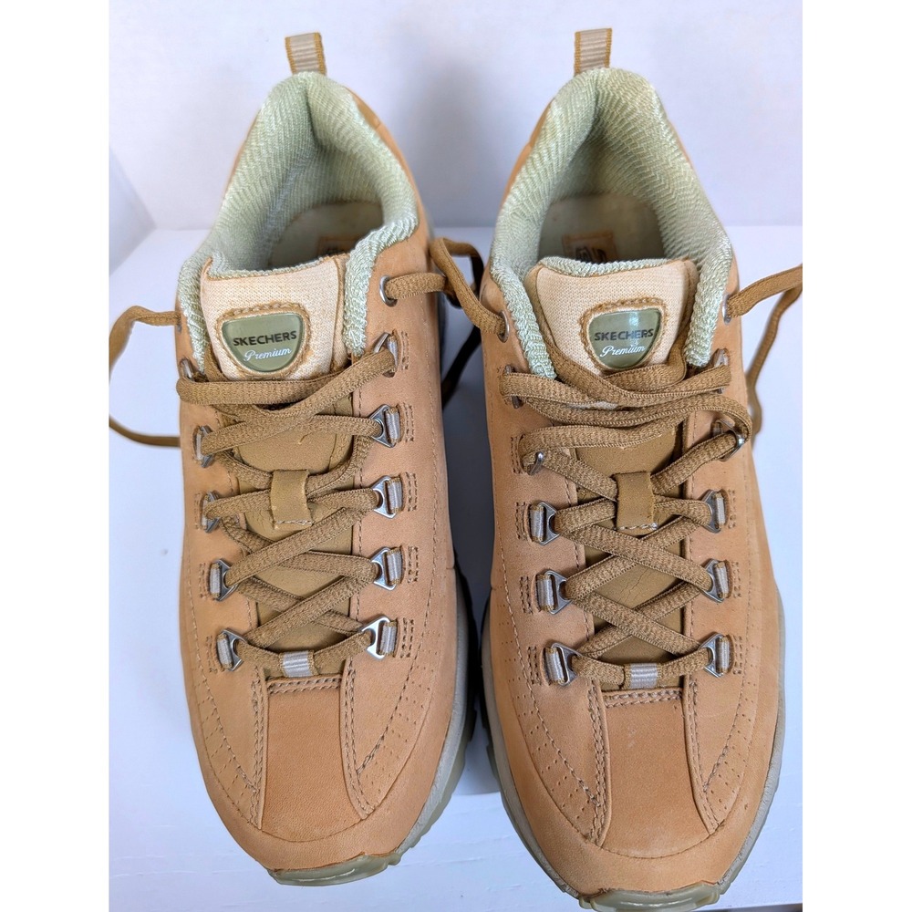 Skechers Premium Vintage Chunky Sneakers 8.5 Wheat Tan Leather Y2K 1718